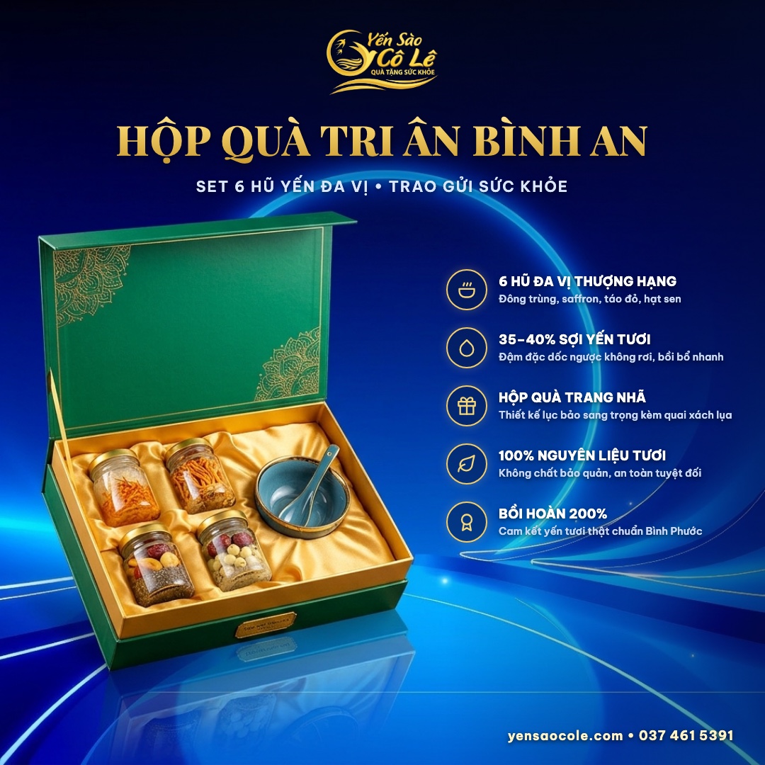 Hộp Quà Tri Ân Bình An - Set Yến Hũ Thủ Công & Chai VIP 150ml Cô Lê