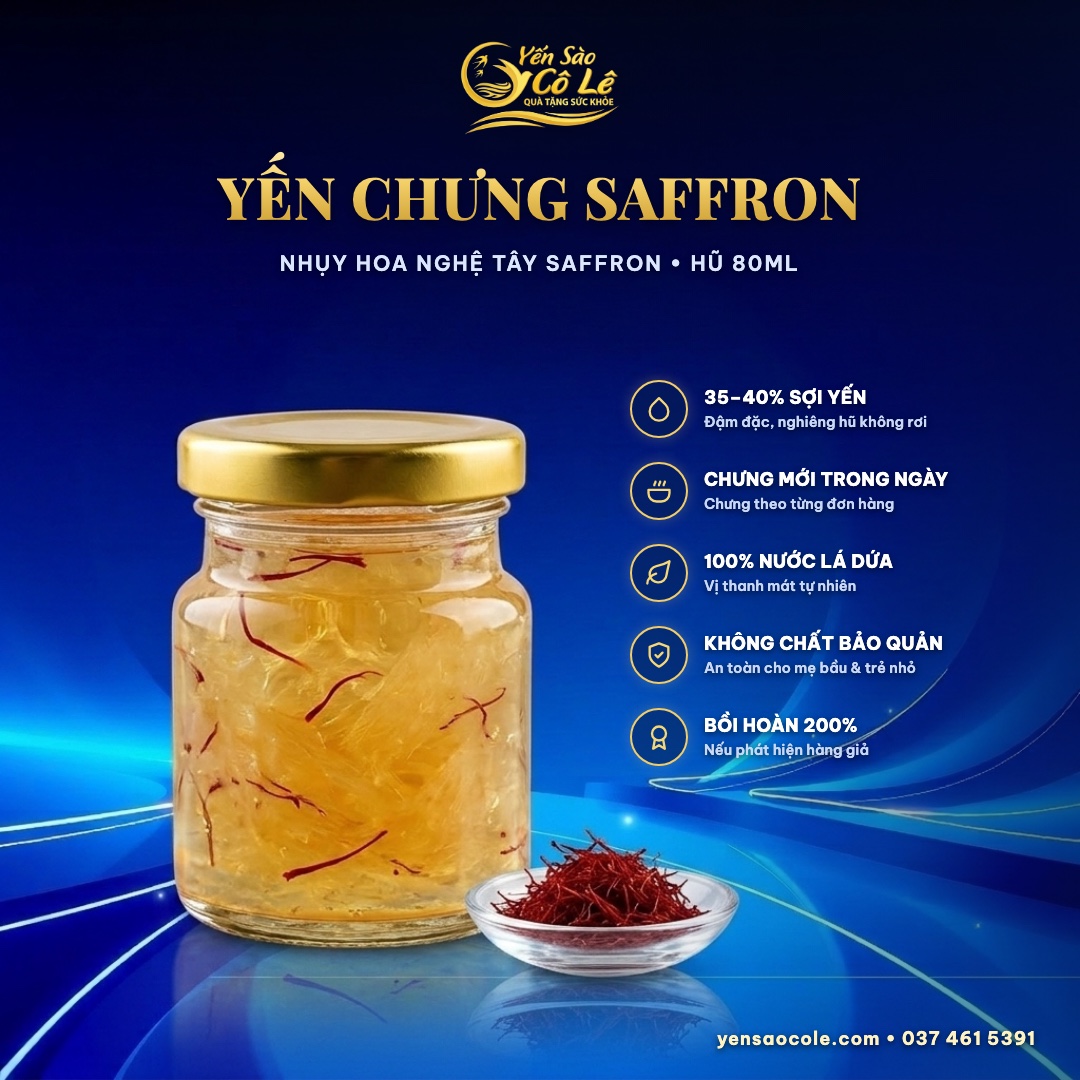Yến Chưng Nhụy Hoa Nghệ Tây & Nhân Sâm Cô Lê (Hũ 70ml)