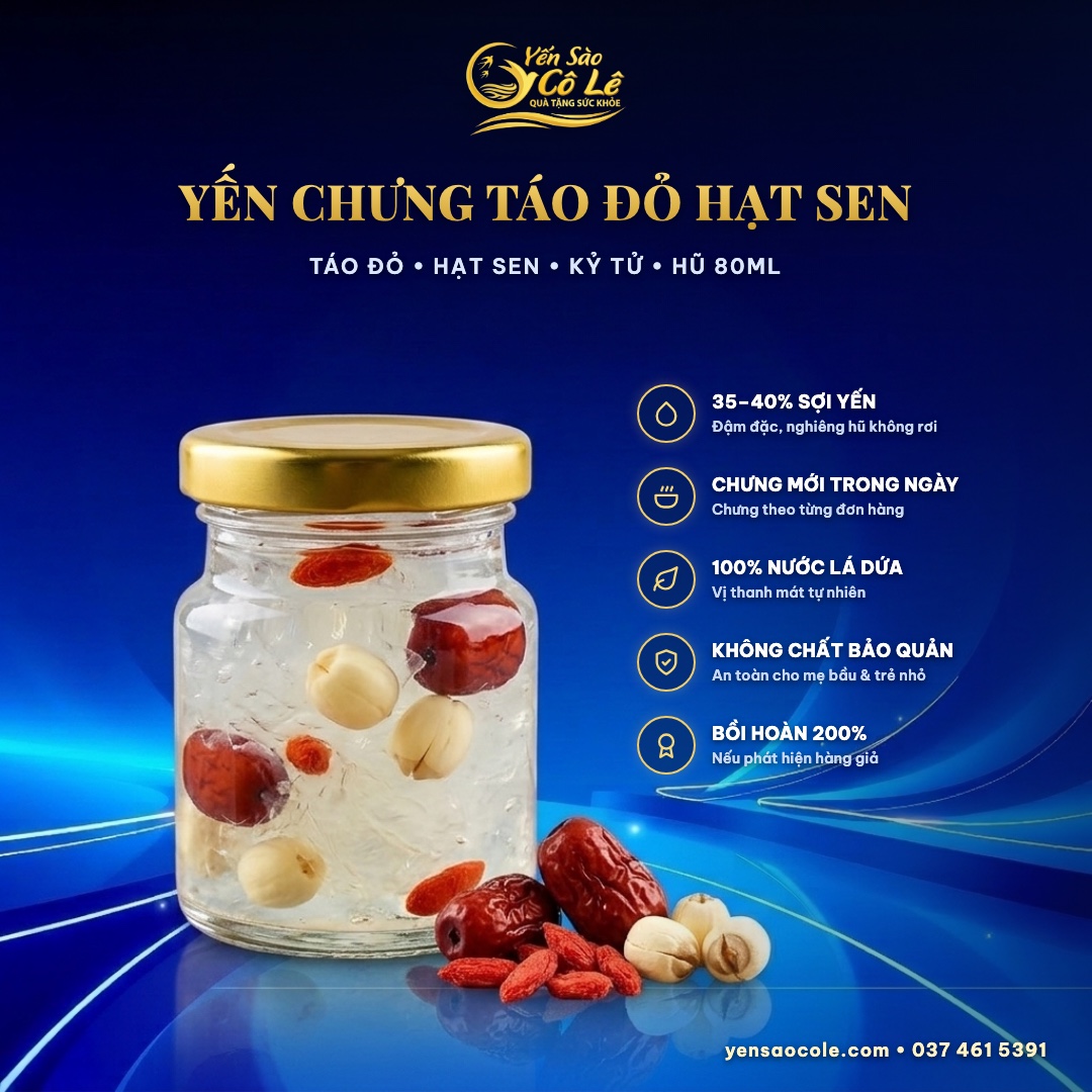 Yến Chưng Tứ Vị / Hạt Sen / Táo Đỏ / Long Nhãn / Kỉ Tử (Hũ 70ml)